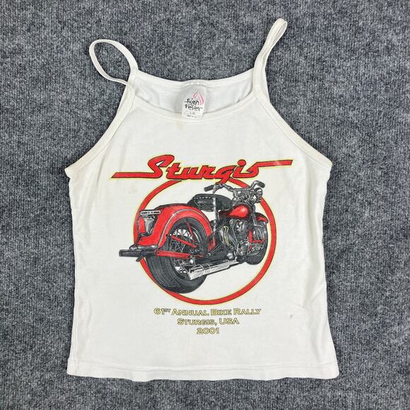 High Fever Top Womens Size L-XL White Bike Rally Sturgis Vintage - Picture 1 of 8